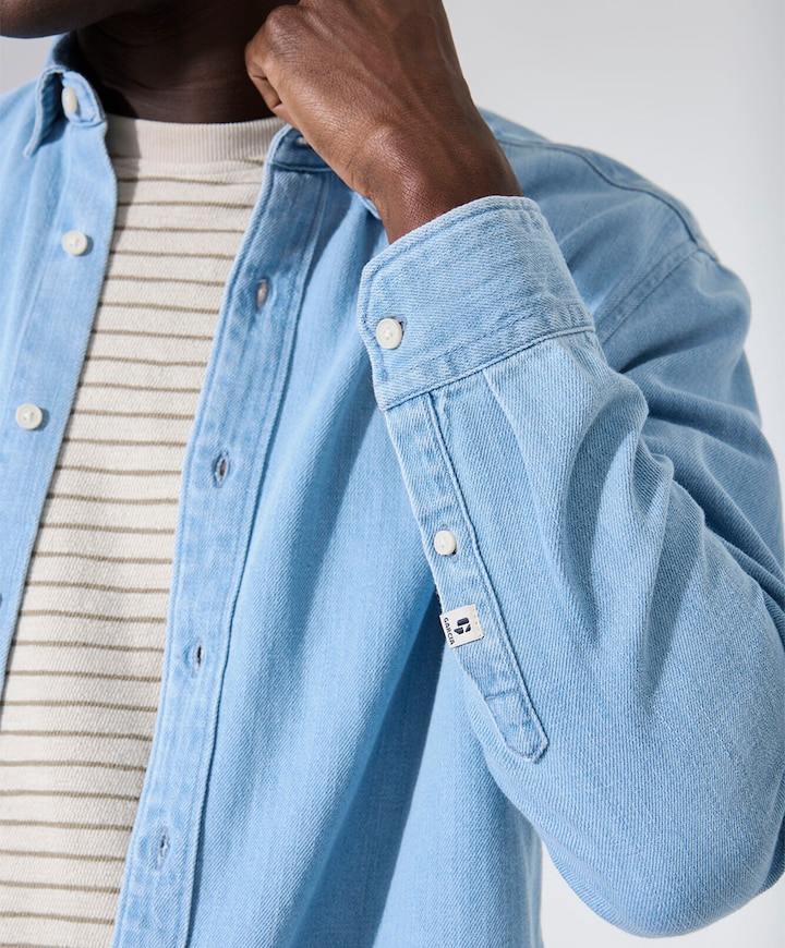 Heren overhemd lange mouw blauw