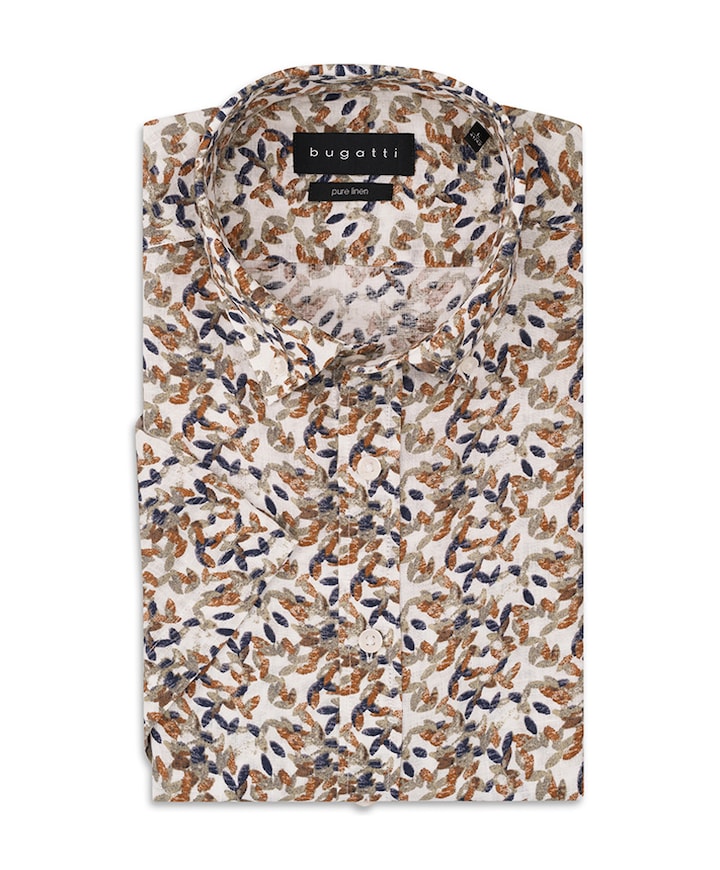 Heren overhemd korte mouw beige