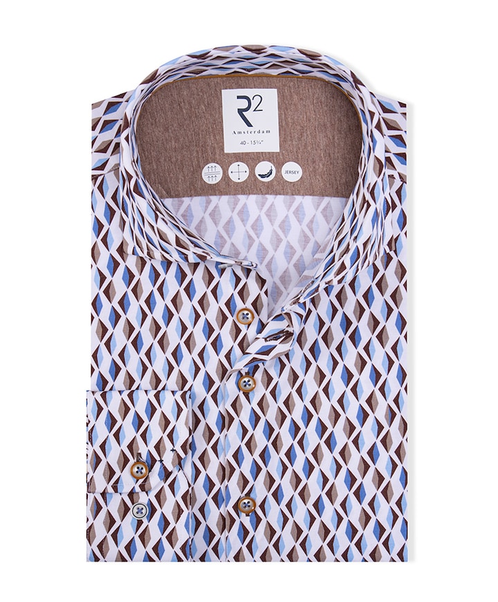 Heren overhemd lange mouw ecru