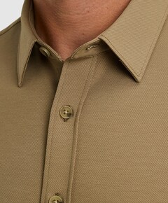 Heren overhemd lange mouw beige