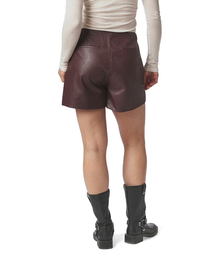 Elayne Faux Leather dames broekrok bordeaux
