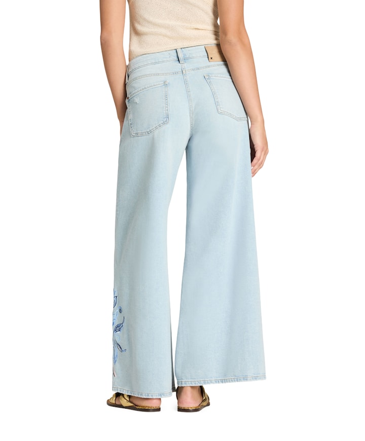 Palazzo cropped dames jeans blauw