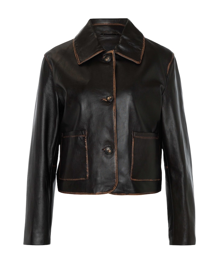 Dames leren jas blauw
