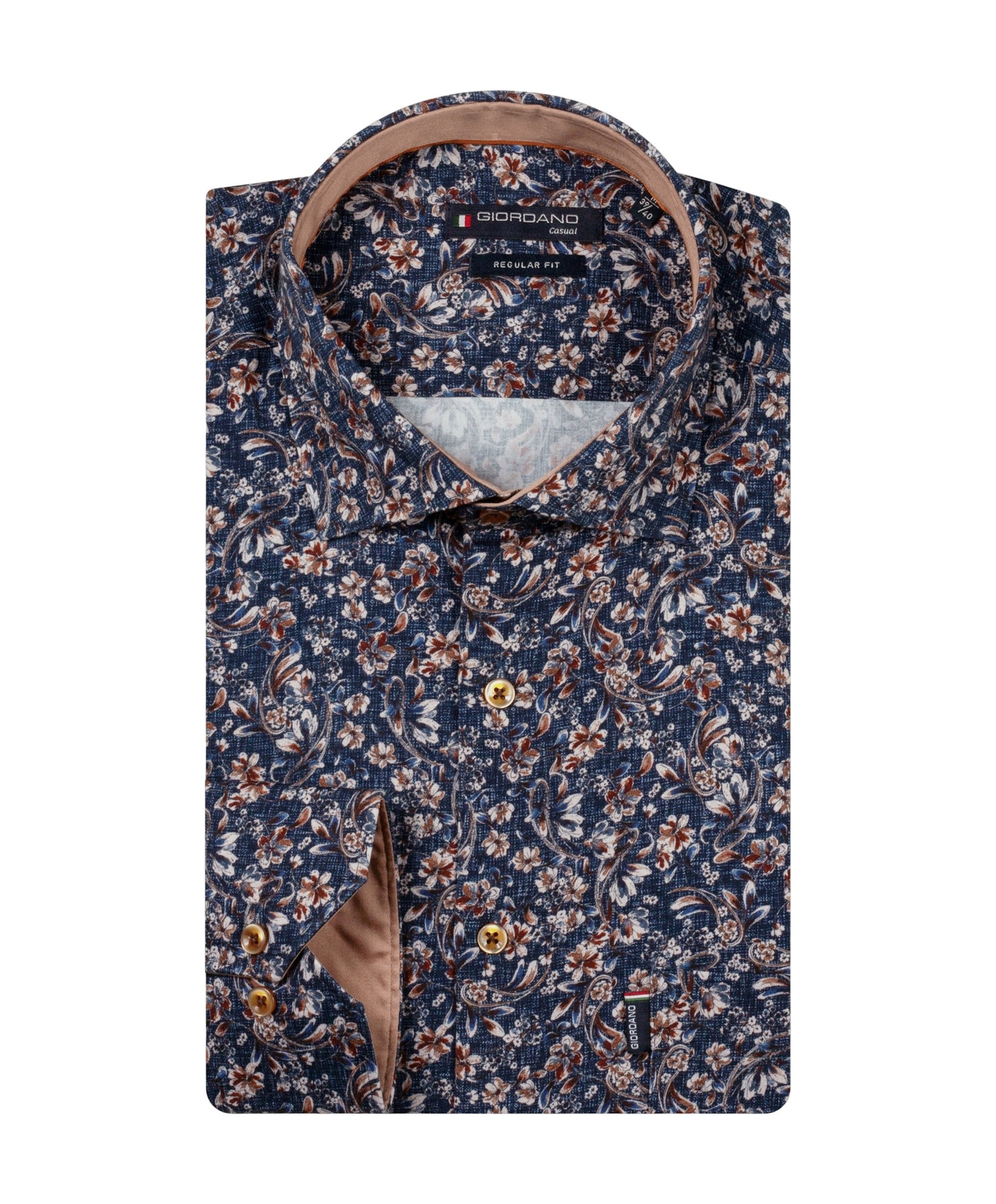 Heren overhemd lange mouw blauw