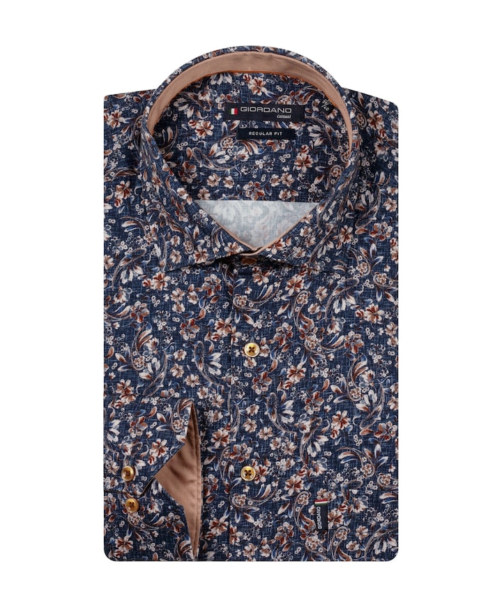 Heren overhemd lange mouw blauw