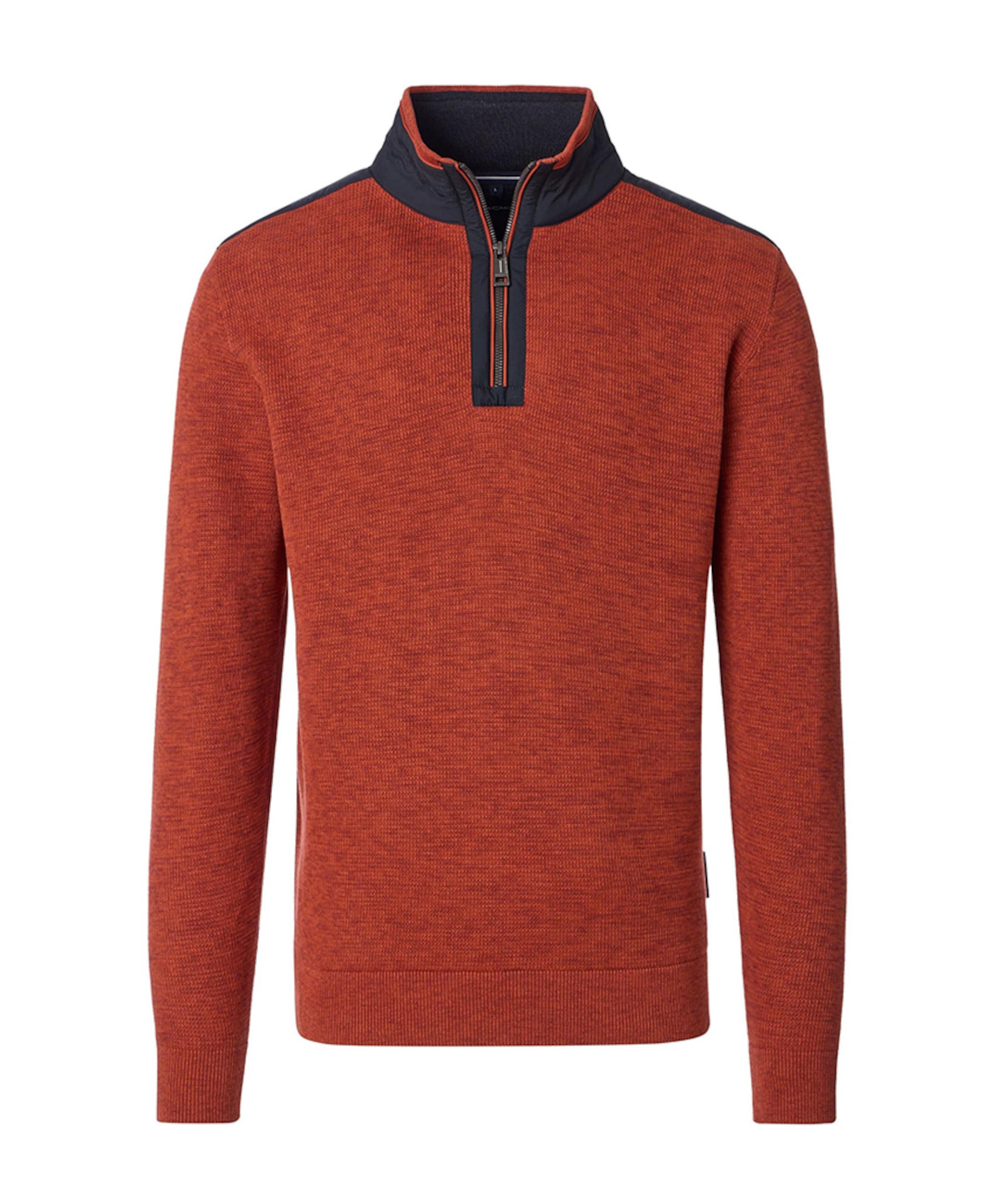 Heren trui met rits oranje