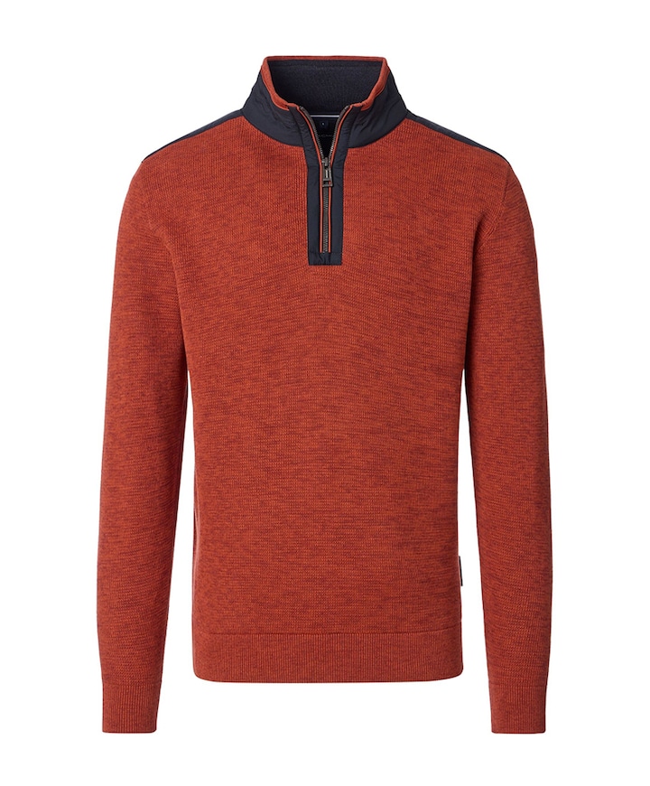 Heren trui met rits oranje