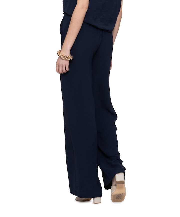 Crinckle dames broek blauw