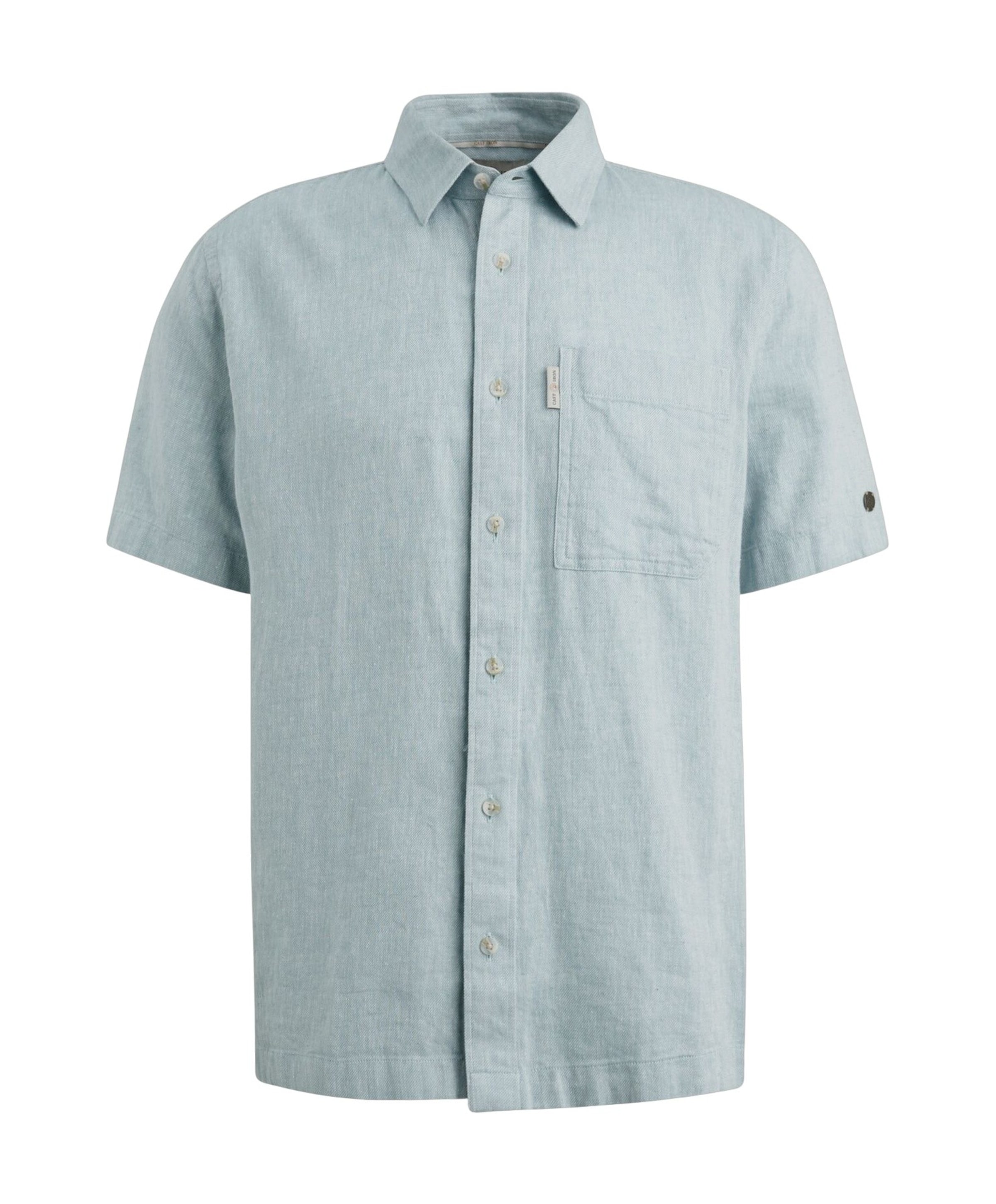 Heren overhemd korte mouw blauw