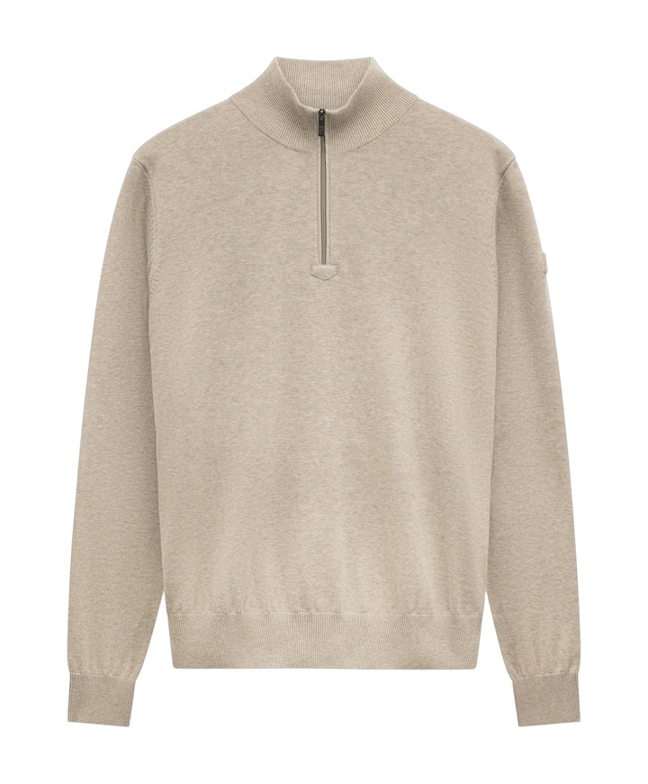 Heren trui met rits beige