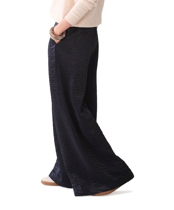 Metallic shine dames broek blauw