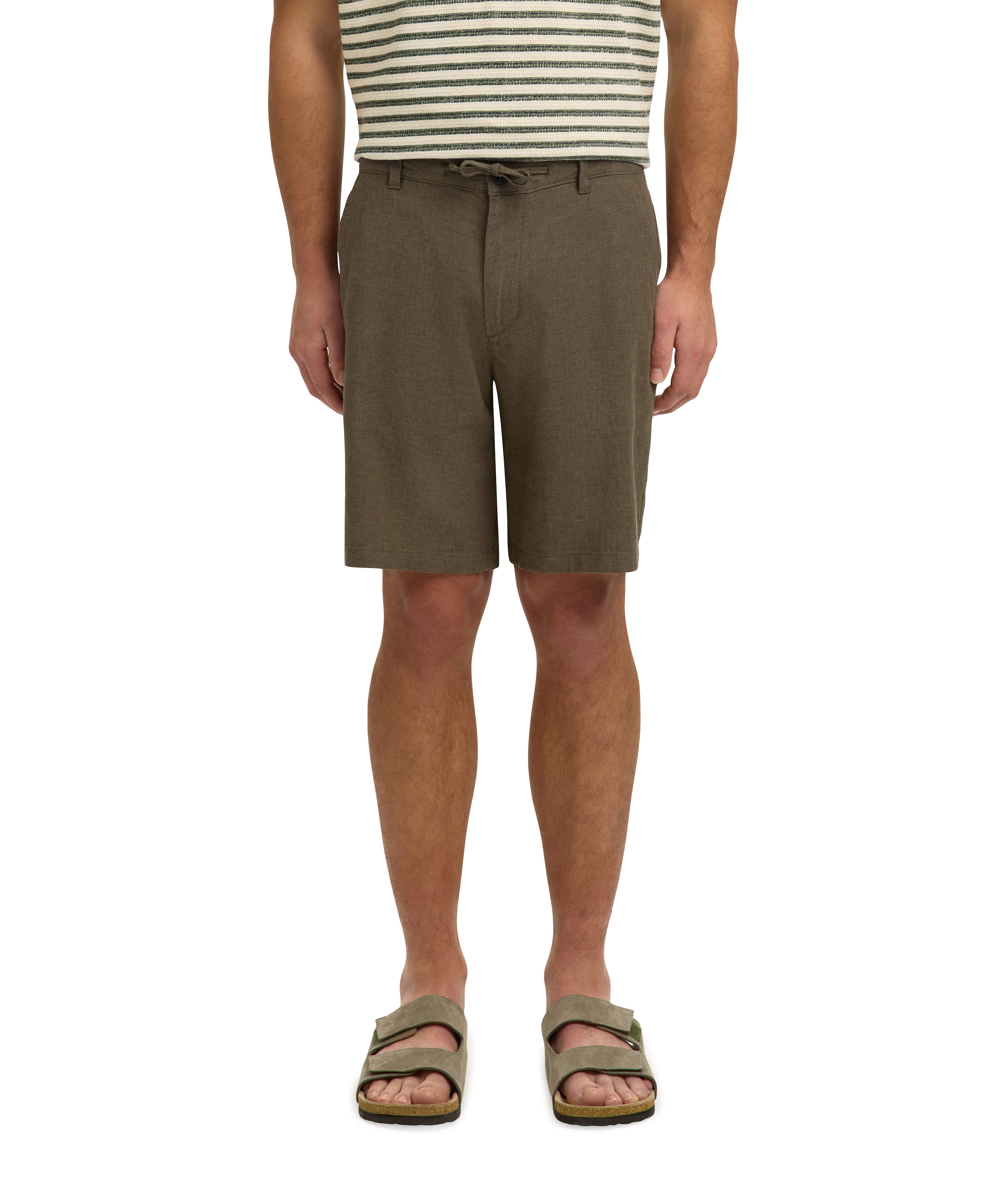 SLHREGULAR-BRODY LINEN SHORTS NOOS heren korte broek groen