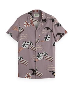 Overhemd korte mouw paars