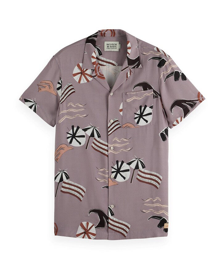 Overhemd korte mouw paars