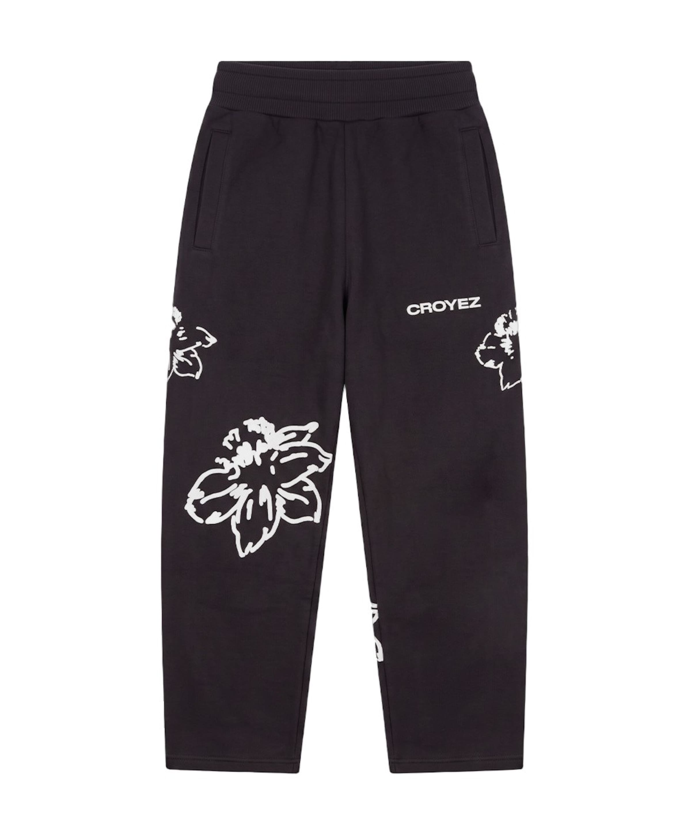 Croyez Mini Initial Flower Straight Leg Sweatpants jongens broek zwart