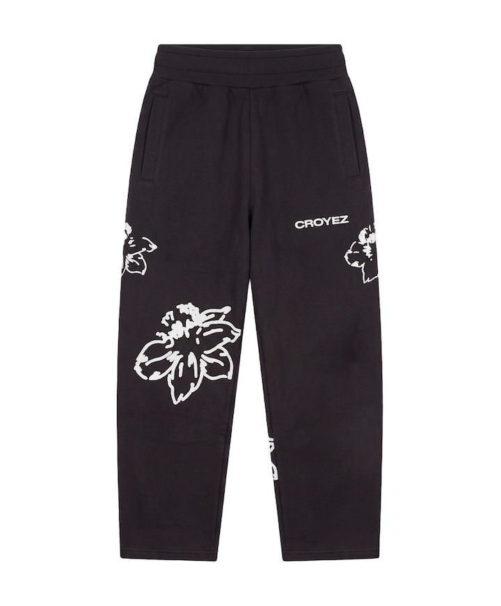 Croyez Mini Initial Flower Straight Leg Sweatpants jongens broek zwart
