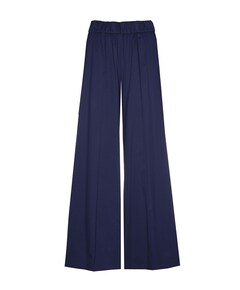 katoen effen breed dames broek blauw