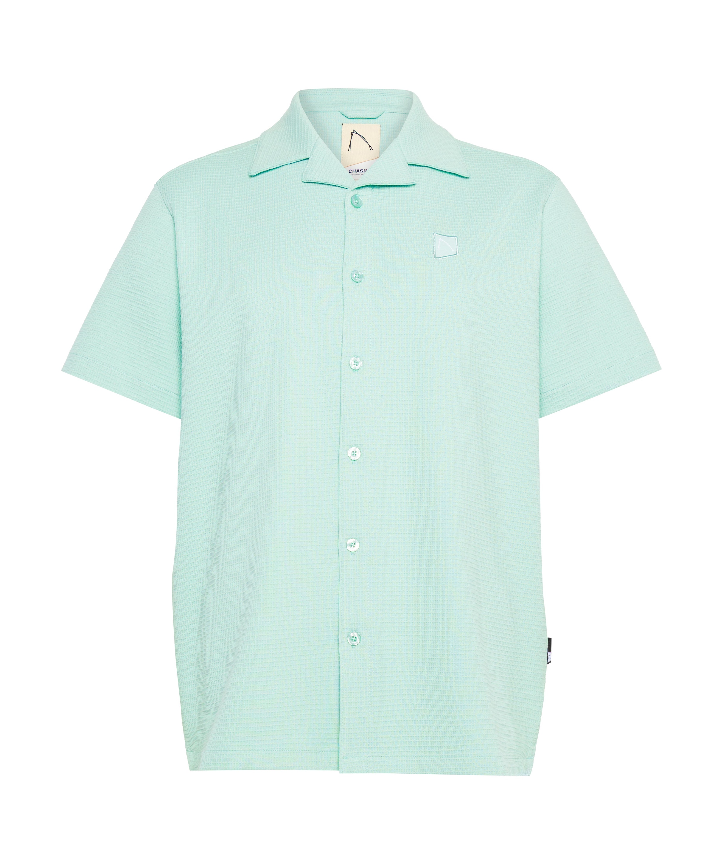 Heren overhemd korte mouw blauw