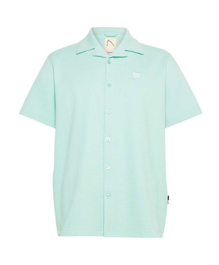 Heren overhemd korte mouw blauw