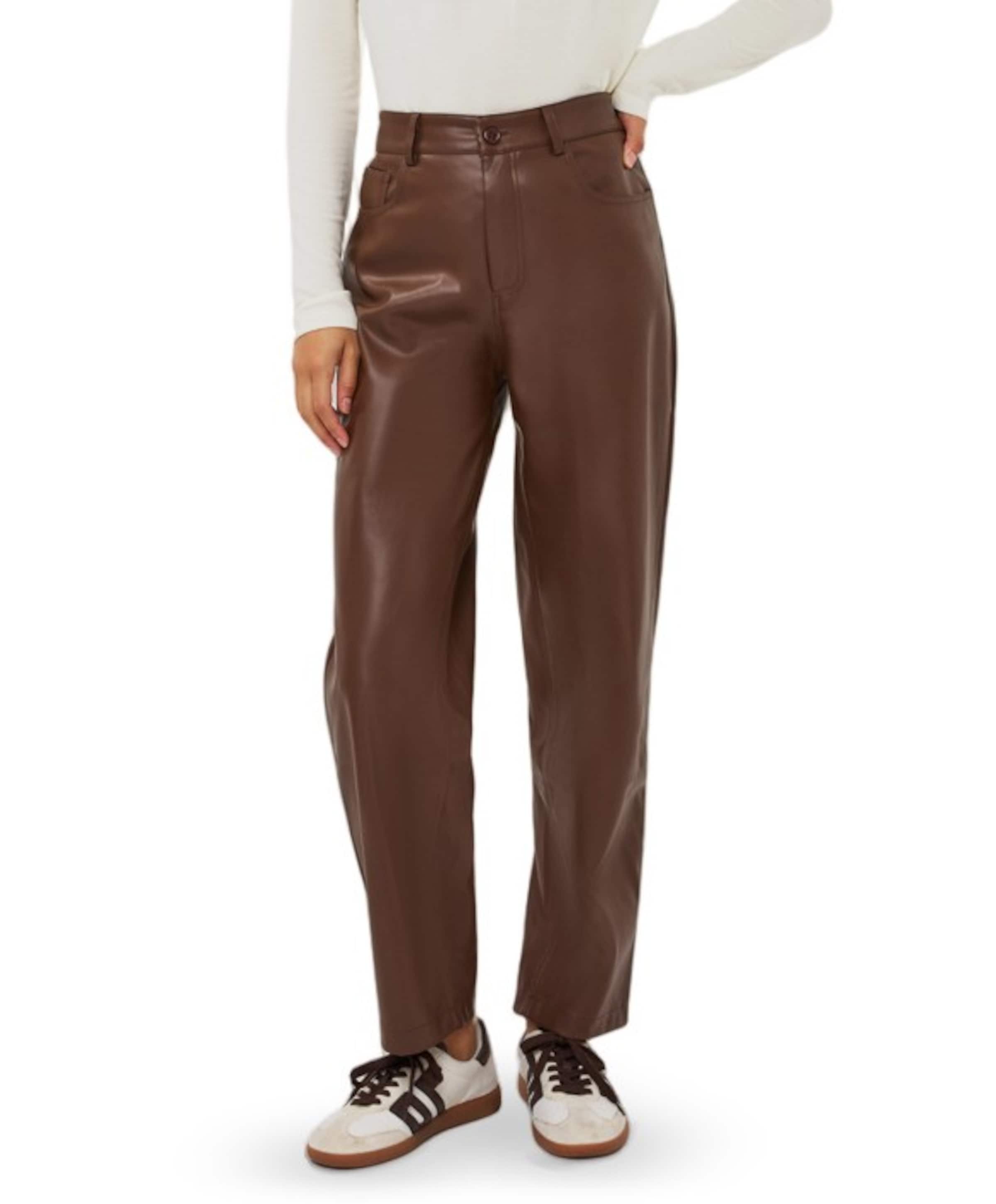 Barrel PU dames broek bruin