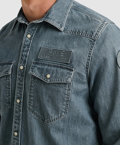 Heren overhemd lange mouw blauw