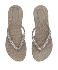 Flipflops with glitters dames slippers beige
