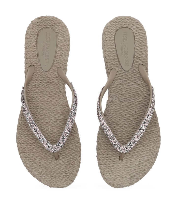 Flipflops with glitters dames slippers beige