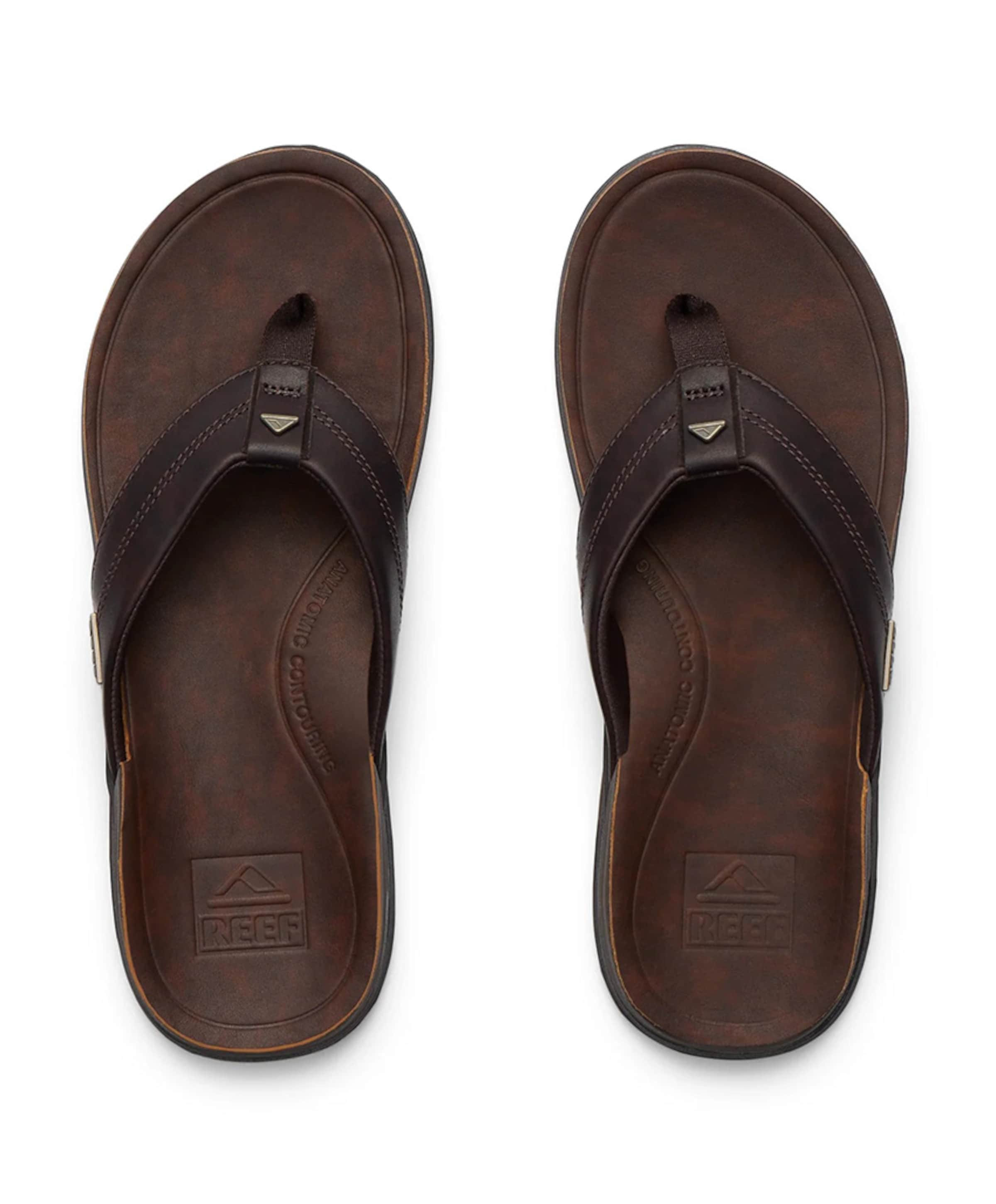 Leather offshore heren slipper bruin