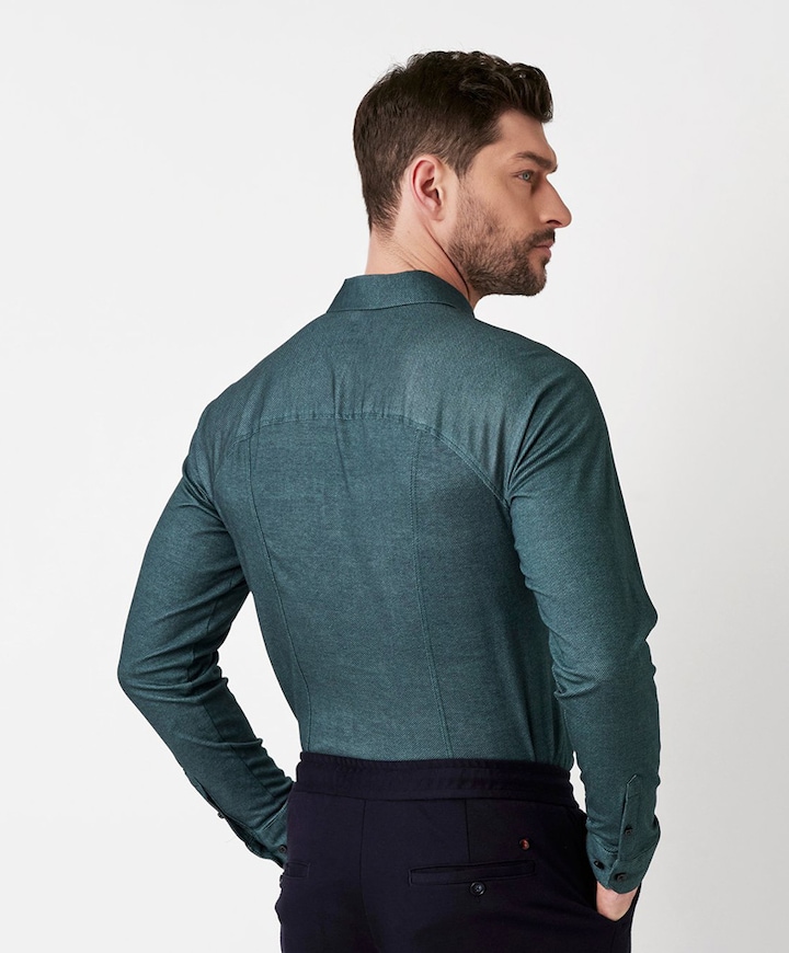 Heren overhemd lange mouw groen