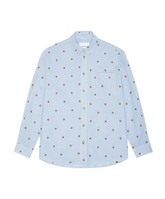 Heren overhemd lange mouw blauw