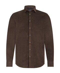 Heren overhemd lange mouw bruin