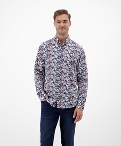 Heren overhemd lange mouw blauw