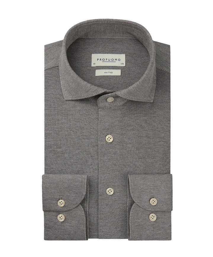 Heren overhemd lange mouw bruin