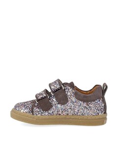 Sparkling glitter sneaker with suede trim  sneakers paars