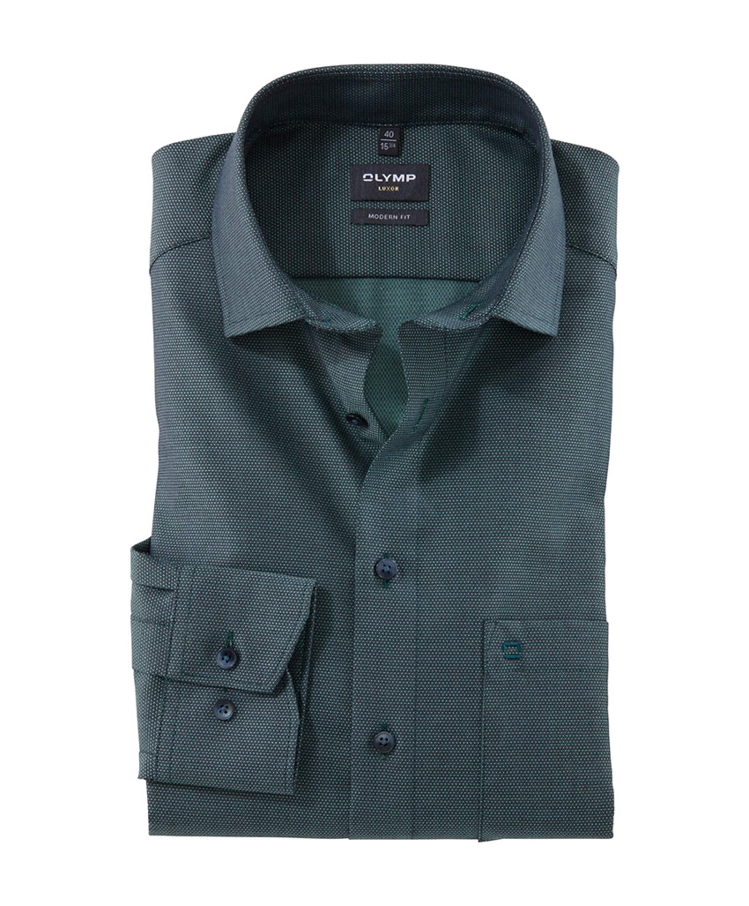 Heren overhemd lange mouw groen