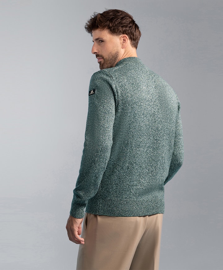 Heren trui met rits groen