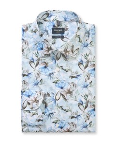 Heren overhemd lange mouw blauw