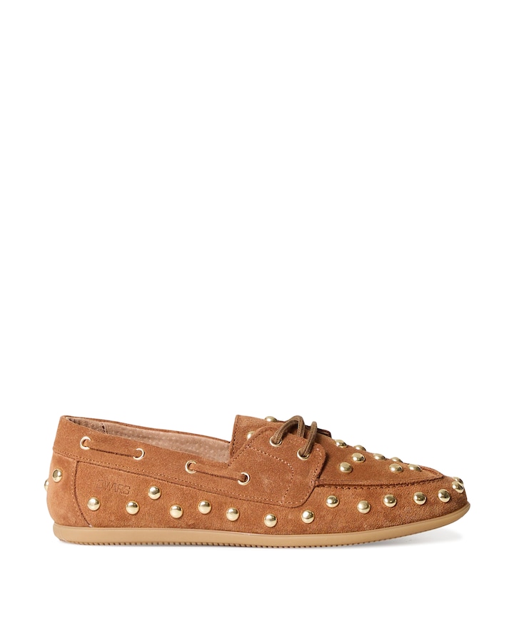 Latty big studs dames mocassins bruin