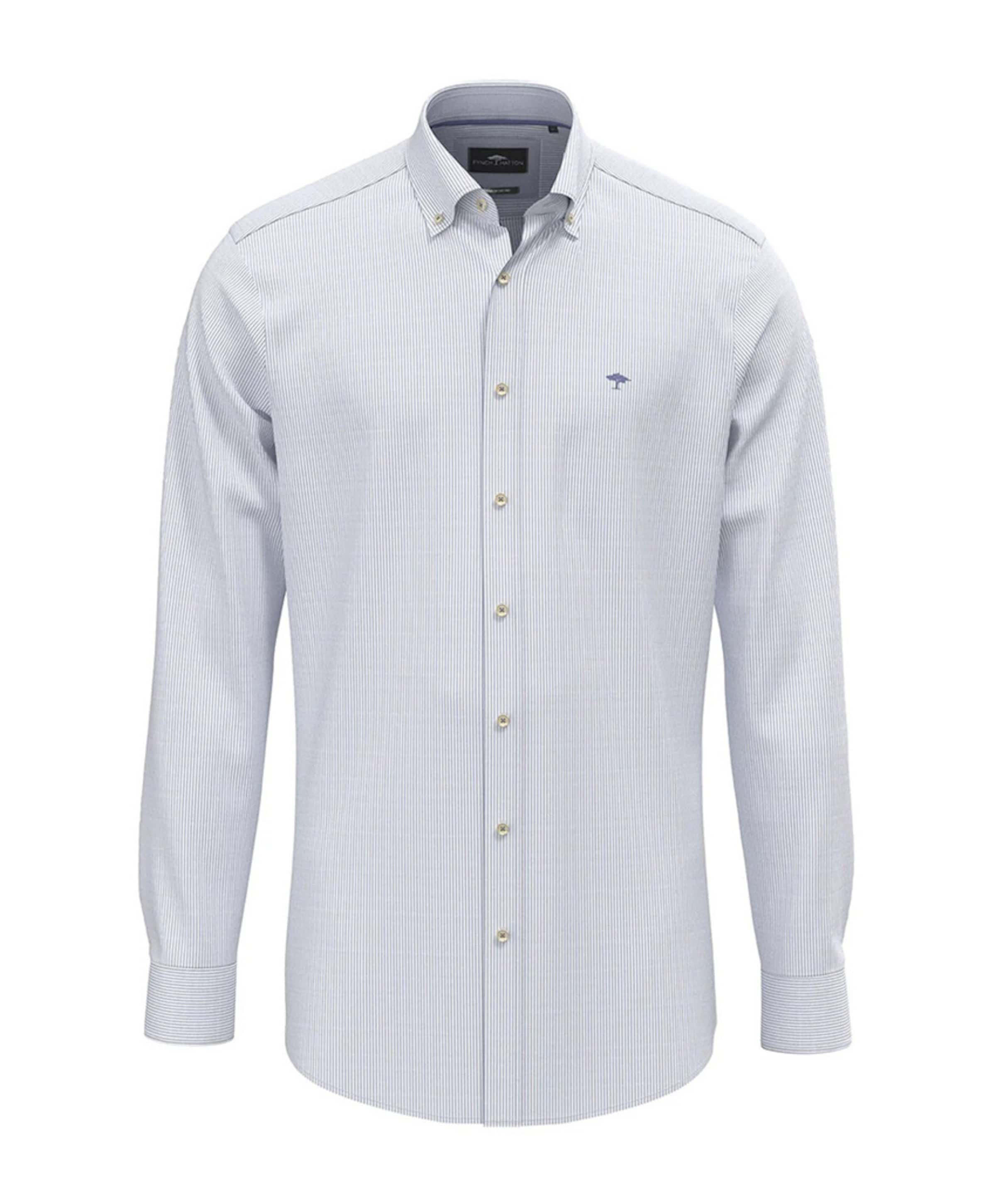 Heren overhemd lange mouw blauw