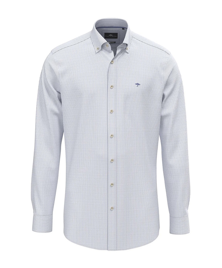 Heren overhemd lange mouw blauw