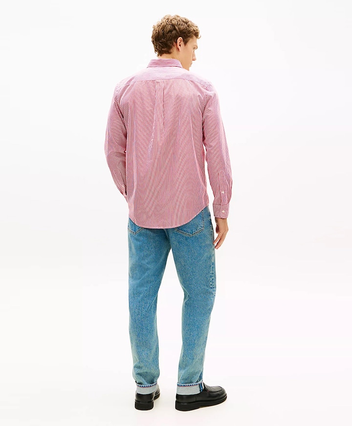 Heren overhemd lange mouw rood