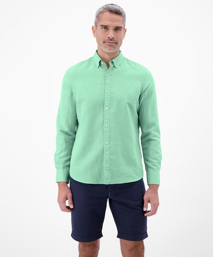 Heren overhemd lange mouw groen