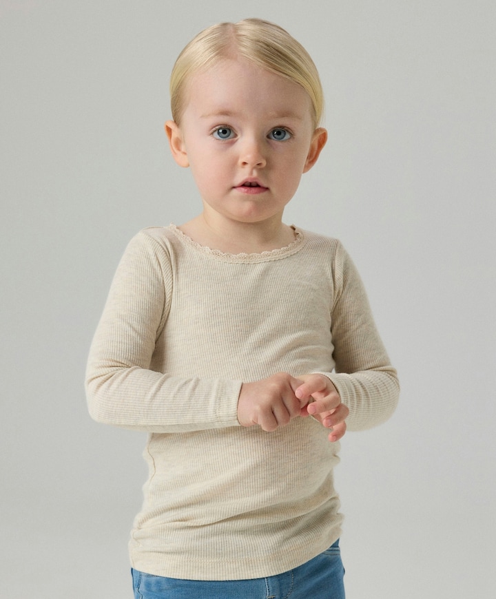 Meisjes longsleeve beige