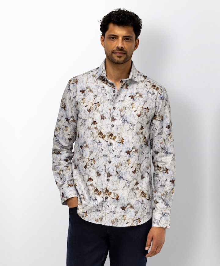 Heren overhemd lange mouw blauw