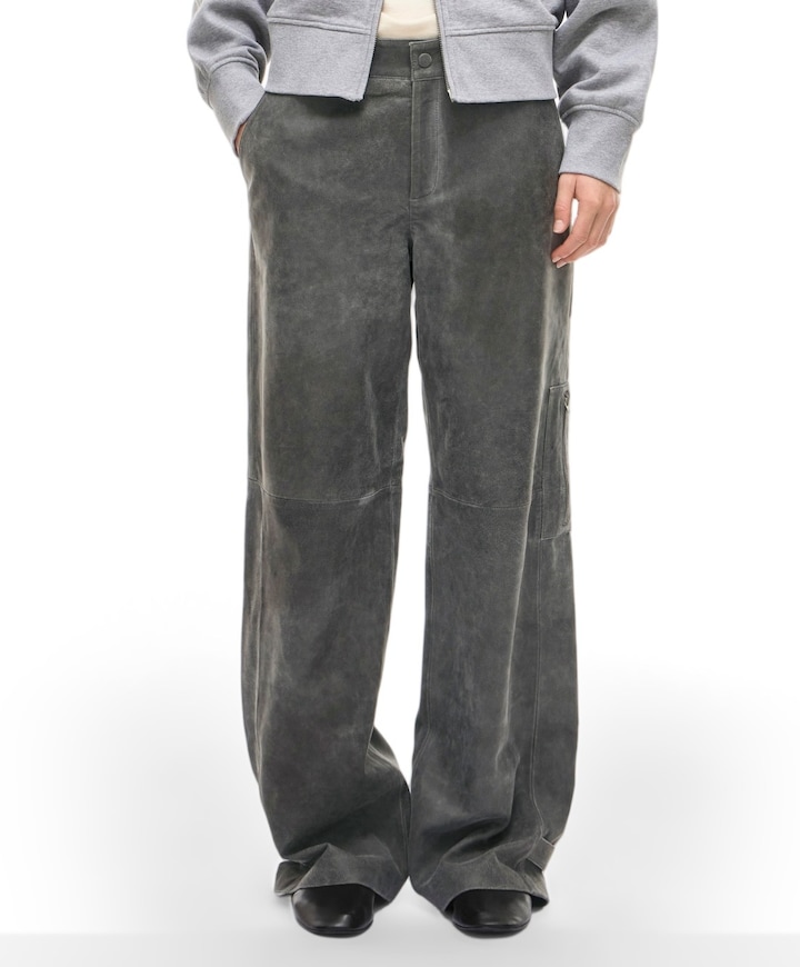 ROUBROOKLYN RW W/F LEATHER TROUSERS dames broek grijs
