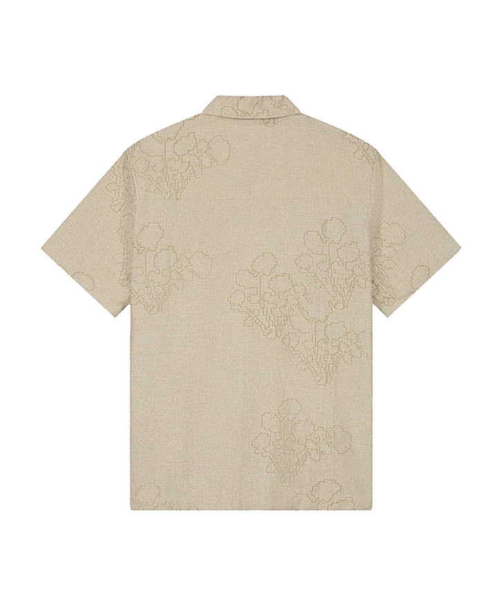 Heren overhemd korte mouw beige