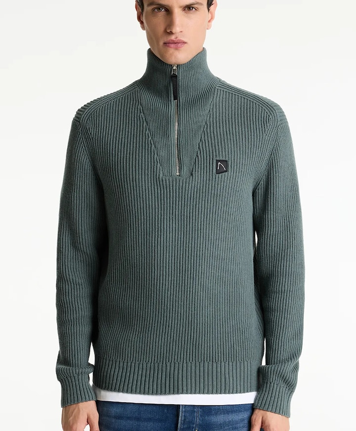 Trui met rits groen
