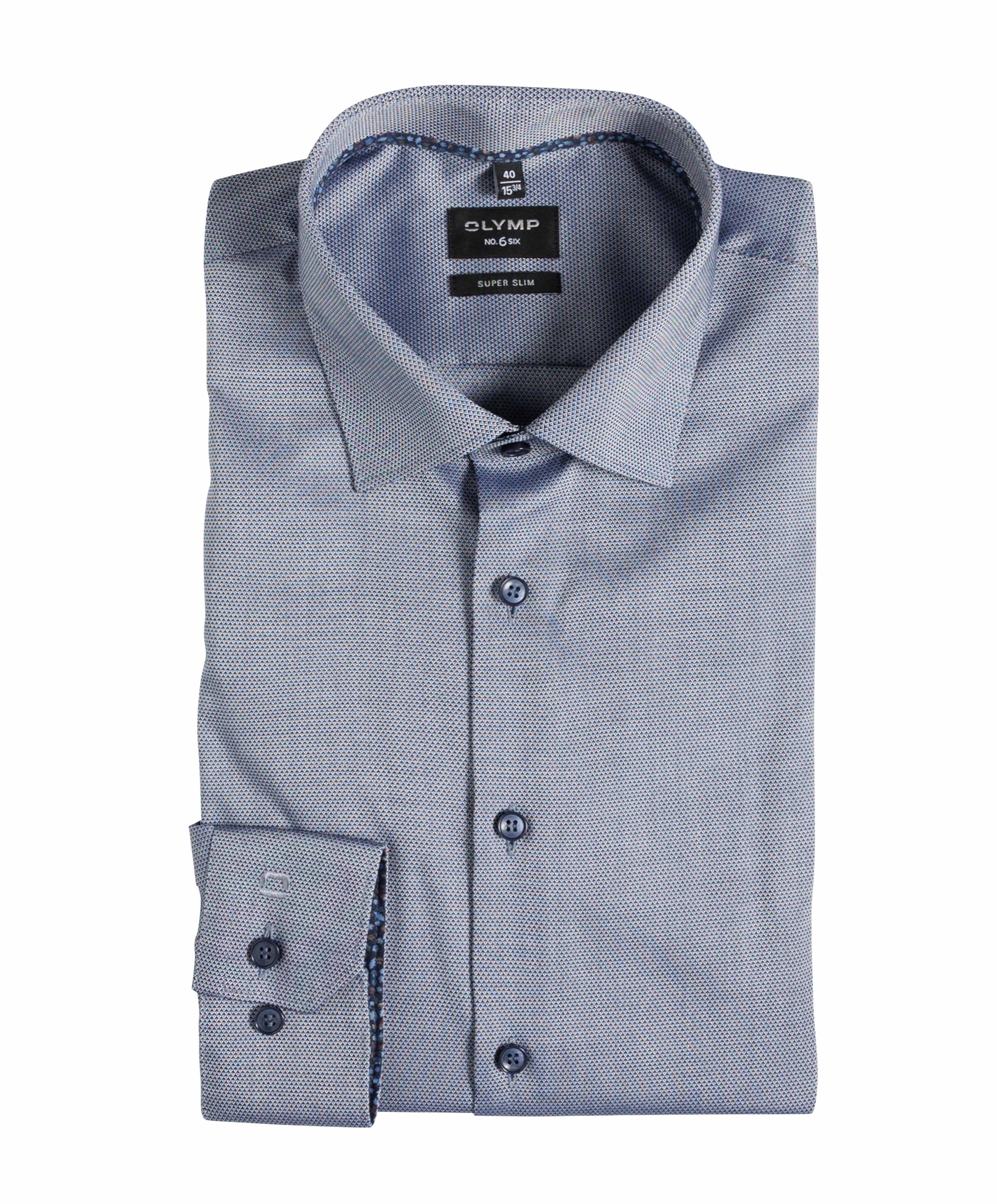 Heren overhemd extra lange mouw blauw