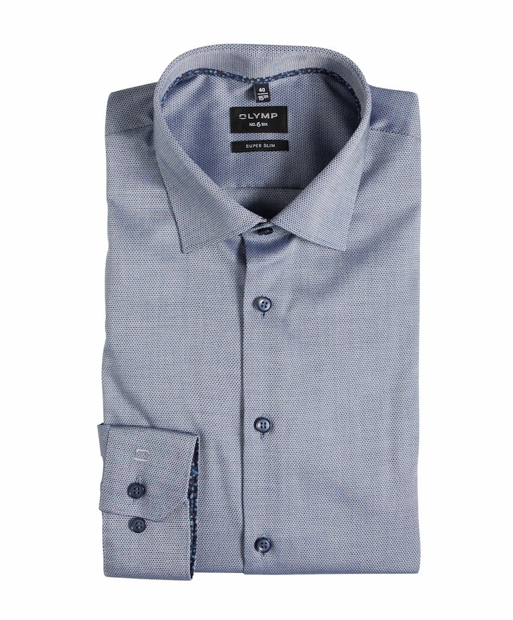 Heren overhemd extra lange mouw blauw