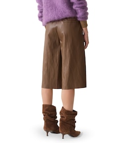 Soft faux leather dames bermuda bruin